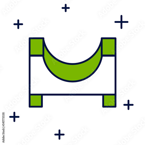 Filled outline Skate park icon isolated on white background. Set of ramp, roller, stairs for a skatepark. Extreme sport. Vector