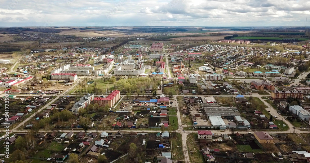 Small russian town aerial view