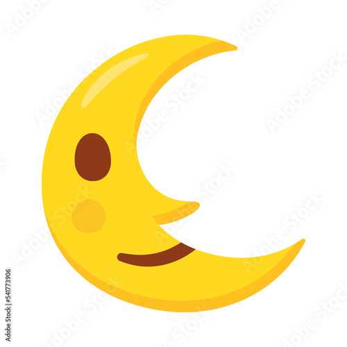Moon Face Sign Emoji Icon Illustration. Last Quarter Vector Symbol Emoticon Design Clip Art Sign Comic Style.