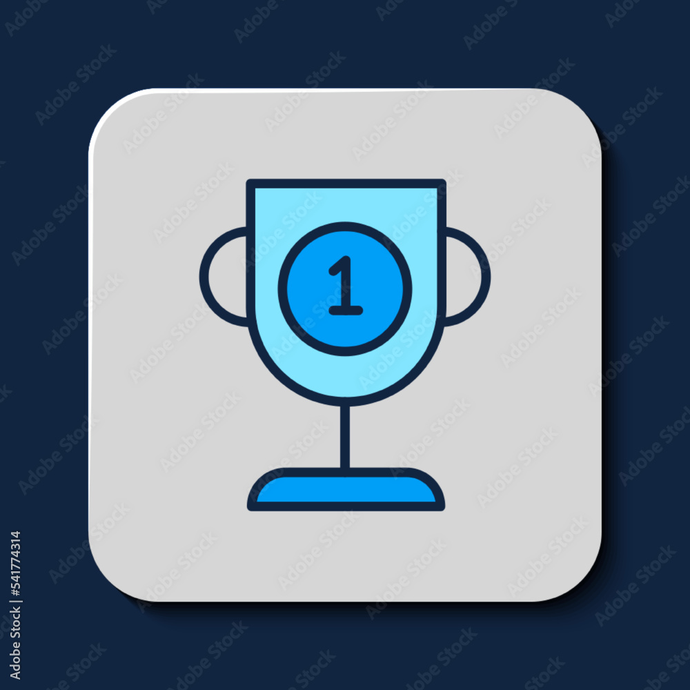 Filled outline Award cup icon isolated on blue background. Winner trophy symbol. Championship or competition trophy. Sports achievement sign. Vector Filled outline Award cup icon isolated on blue background. Winner trophy symbol. Championship or competition trophy. Sports achievement sign. Vector