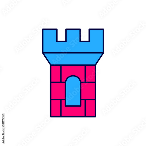 Filled outline Castle tower icon isolated on white background. Fortress sign. Vector © Kostiantyn