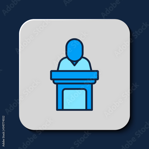 Filled outline Church pastor preaching icon isolated on blue background. Vector