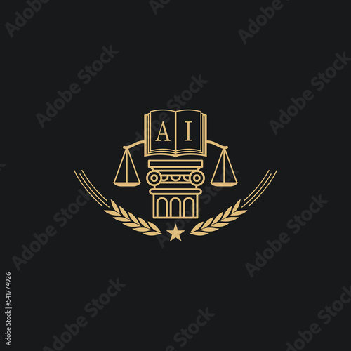 Initial AI  advocacy law or lawyer vector icon stock illustration