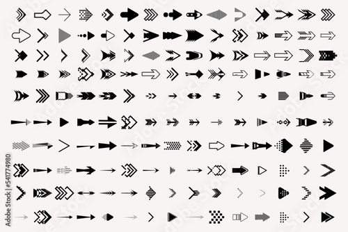 Set arrow icons. vector Collection different arrows sign. Set different cursor arrow direction symbols in flat style.