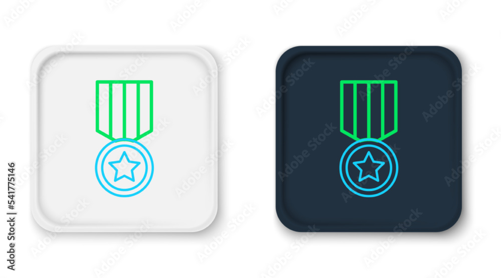 Line Medal with star icon isolated on white background. Winner achievement sign. Award medal. Colorful outline concept. Vector