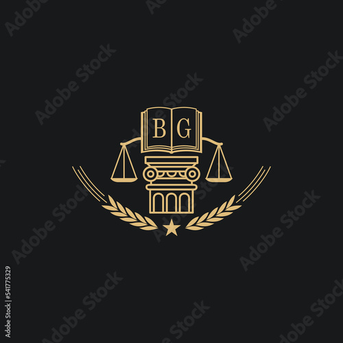 Initial BG  advocacy law or lawyer vector icon stock illustration