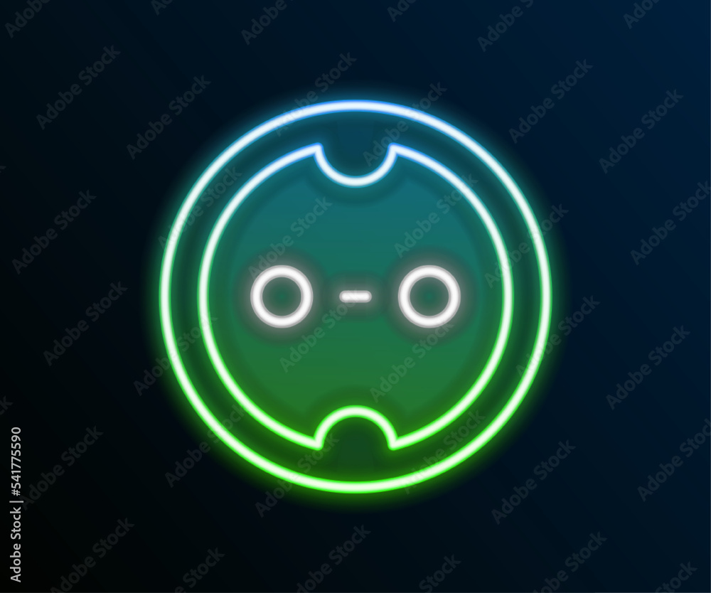 Glowing neon line Electrical outlet icon isolated on black background. Power socket. Rosette symbol. Colorful outline concept. Vector Glowing neon line Electrical outlet icon isolated on black background. Power socket. Rosette symbol. Colorful outline concept. Vector