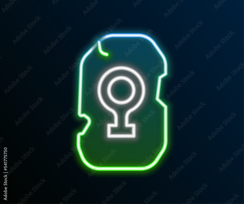 Glowing neon line Magic rune icon isolated on black background. Rune stone. Colorful outline concept. Vector Glowing neon line Magic rune icon isolated on black background. Rune stone. Colorful outline concept. Vector
