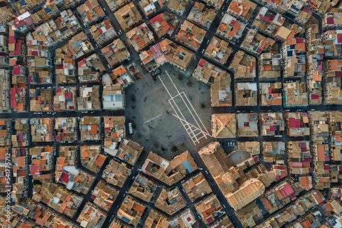Aerial view of Grammichele, a small town near Catania, Sicily, Italy. photo