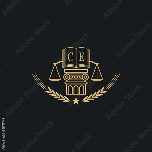 Initial CE  advocacy law or lawyer vector icon stock illustration