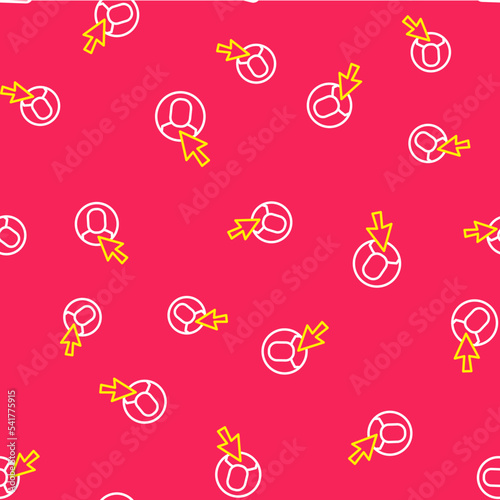 Line Worker icon isolated seamless pattern on red background. Business avatar symbol user profile icon. Male user sign. Vector