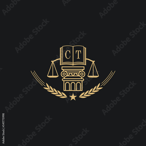 Initial CT  advocacy law or lawyer vector icon stock illustration