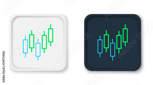 Line Browser with stocks market growth graphs and money icon isolated on white background. Monitor with stock charts arrow on screen. Colorful outline concept. Vector