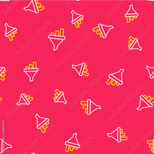 Wallpaper Mural Line Sales funnel with chart for marketing and startup business icon isolated seamless pattern on red background. Infographic template. Vector Torontodigital.ca