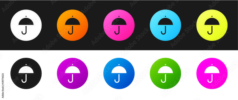 Set Delivery package with umbrella symbol icon isolated on black and white background. Parcel cardboard box with umbrella sign. Logistic and delivery. Vector Set Delivery package with umbrella symbol icon isolated on black and white background. Parcel cardboard box with umbrella sign. Logistic and delivery. Vector