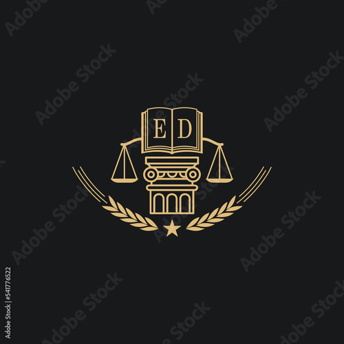 Initial ED  advocacy law or lawyer vector icon stock illustration