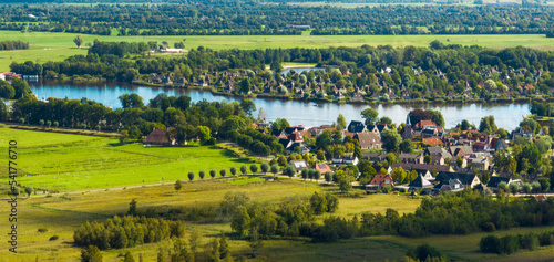 Aerial view of village Earnewald (Eernewoude) in national park De Alde Feanen, Friesland, Netherlands. photo
