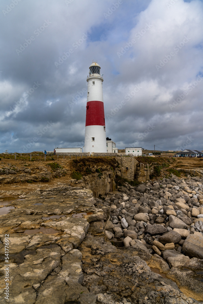 view of the Portland Bill Lighthouse and Vistors Center on the Isle of Portland in southern England