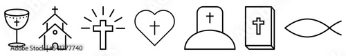 Fotografia Set of line christian icons