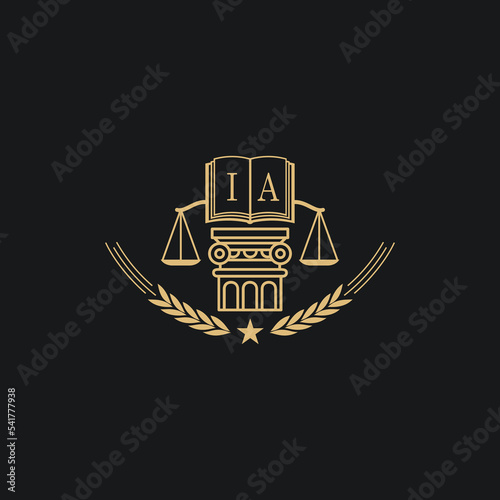 Initial IA  advocacy law or lawyer vector icon stock illustration