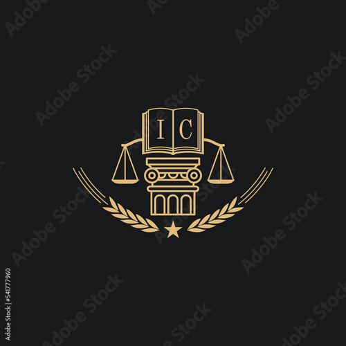 Initial IC  advocacy law or lawyer vector icon stock illustration