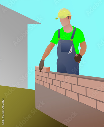 worker with a wall on the construction site