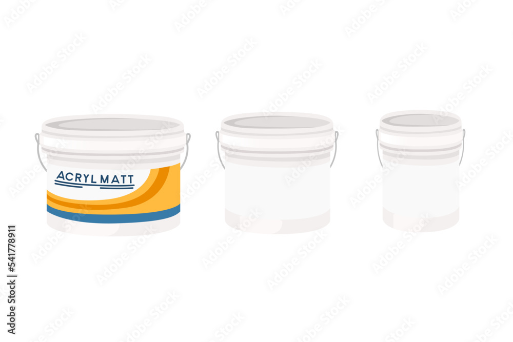 Acryl mat in white plastic bucket vector illustration isolated on white background Acryl mat in white plastic bucket vector illustration isolated on white background