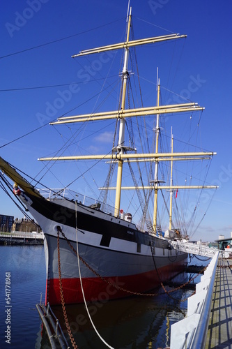 Glasgow  Scotland  UK   a view of Tall Ship Glenlee in front of the Riverside Museum
