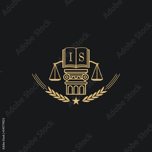 Initial IS  advocacy law or lawyer vector icon stock illustration