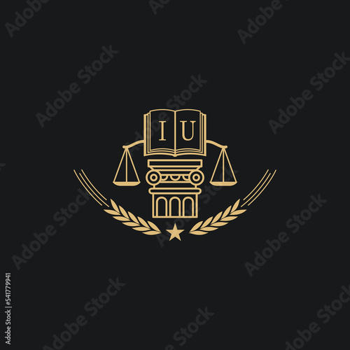 Initial IU  advocacy law or lawyer vector icon stock illustration