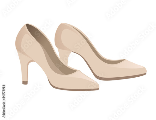 Modern fashionable female shoes with high heel glamour footwear vector illustration isolated on white background