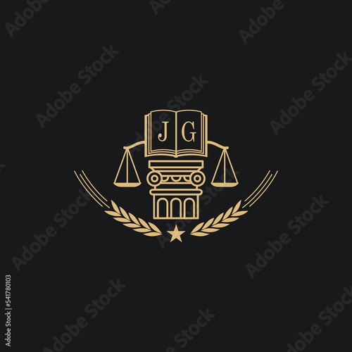 Initial JG  advocacy law or lawyer vector icon stock illustration