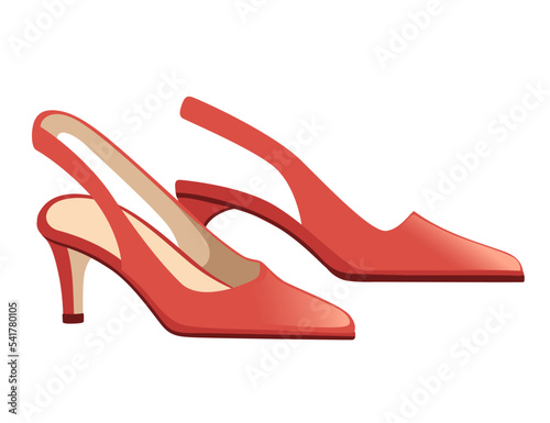 Modern fashionable female shoes with high heel glamour footwear vector illustration isolated on white background