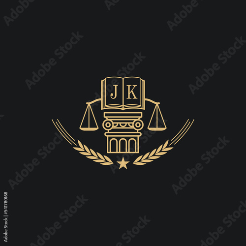 Initial JK  advocacy law or lawyer vector icon stock illustration