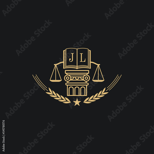 Initial JL  advocacy law or lawyer vector icon stock illustration