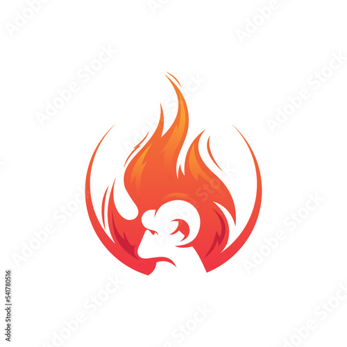 Goat Fire Logo Vector