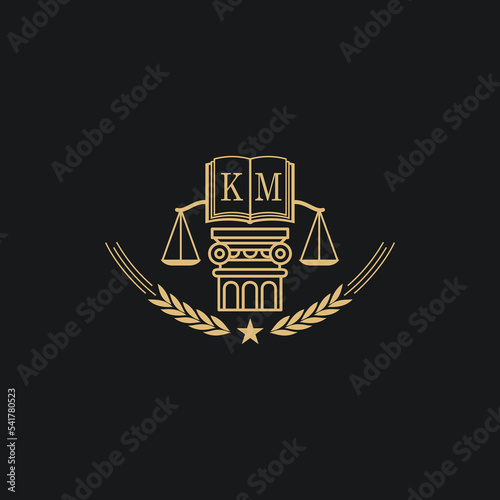 Initial KM  advocacy law or lawyer vector icon stock illustration