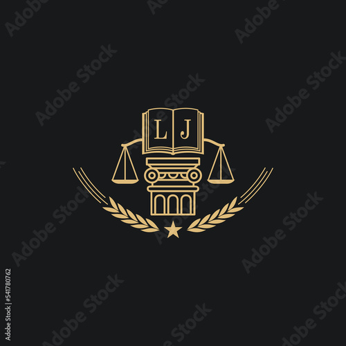 Initial LJ  advocacy law or lawyer vector icon stock illustration