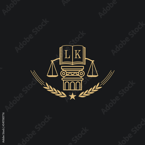 Initial LK  advocacy law or lawyer vector icon stock illustration