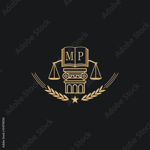 Initial MP  advocacy law or lawyer vector icon stock illustration