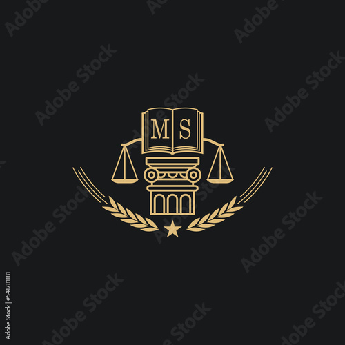 Initial MS  advocacy law or lawyer vector icon stock illustration