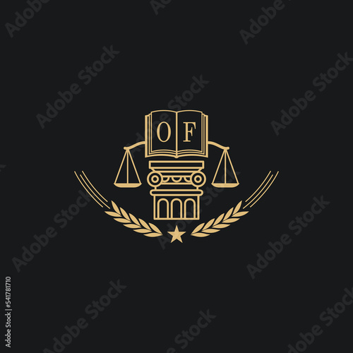 Initial OF  advocacy law or lawyer vector icon stock illustration