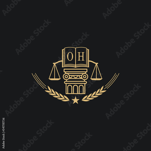 Initial OH  advocacy law or lawyer vector icon stock illustration