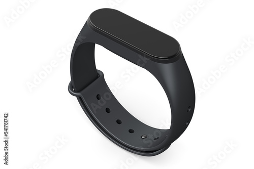 Black fitness tracker or smart watch with heart rate monitor isolated on white