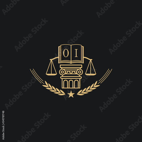 Initial OI  advocacy law or lawyer vector icon stock illustration