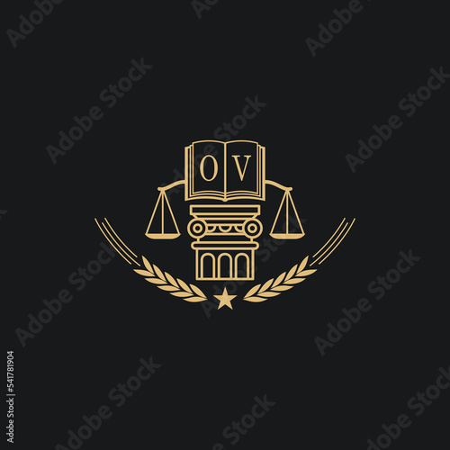 Initial OV  advocacy law or lawyer vector icon stock illustration