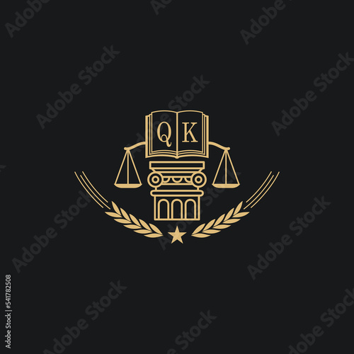 Initial QK  advocacy law or lawyer vector icon stock illustration