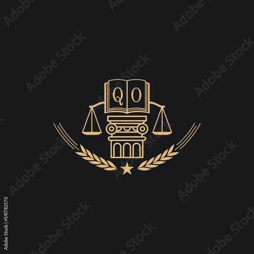 Initial QO  advocacy law or lawyer vector icon stock illustration