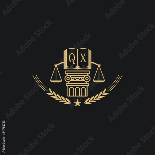 Initial QX  advocacy law or lawyer vector icon stock illustration