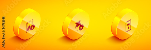 Set Isometric Auction painting, ancient vase and Online auction icon. Vector